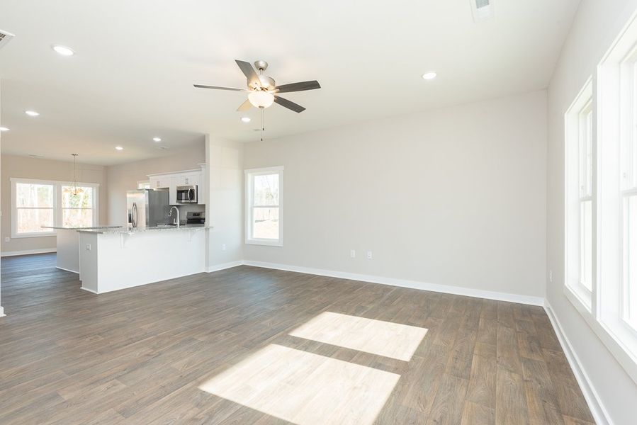 Representative unfurnished interior of a home built from the Dogwood by Foundation Home Builders LLC in Pinnix Loop, Burlington (Image 12). Representative unfurnished interior of a home built from the Dogwood by Foundation Home Builders LLC in Pinnix Loop, Burlington (Image 12).