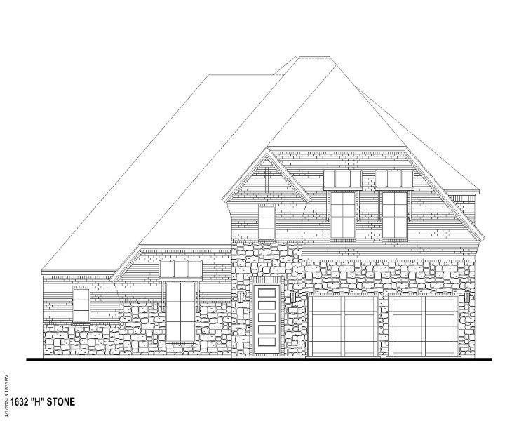 Plan 1632 Elevation H w/ Stone