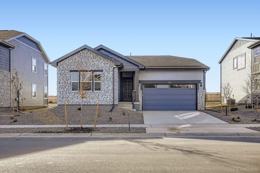 Exterior details and patio area of a home in Ledge Rock: The Camden Collection, Johnstown (Image 3).