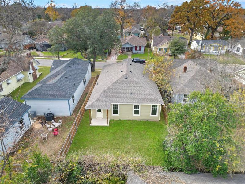 Aerial perspective of suburban area Aerial perspective of suburban area