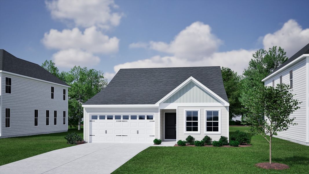 Front exterior of a new home in River Tide Farms, Bolivia, NC, highlighting curb appeal (Image 1). Front exterior of a new home in River Tide Farms, Bolivia, NC, highlighting curb appeal (Image 1).