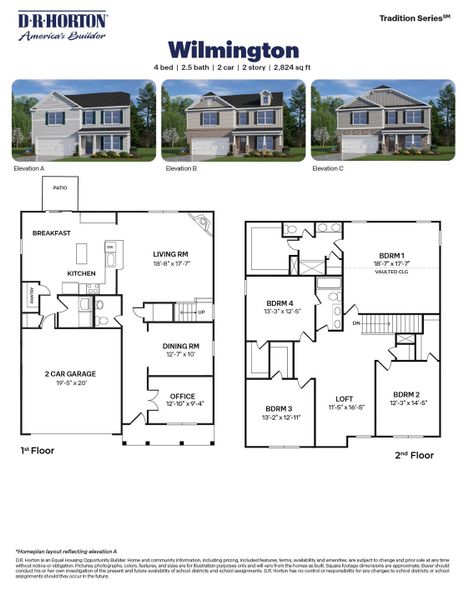 2D floor plan layout for the Wilmington by D.R. Horton in Dail Farm, Farmville, NC (Image 3). 2D floor plan layout for the Wilmington by D.R. Horton in Dail Farm, Farmville, NC (Image 3).