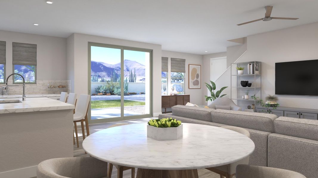 Dining Room to Great Room - Millennial - Solvida at Estrella in Goodyear, Arizona by Landsea Homes