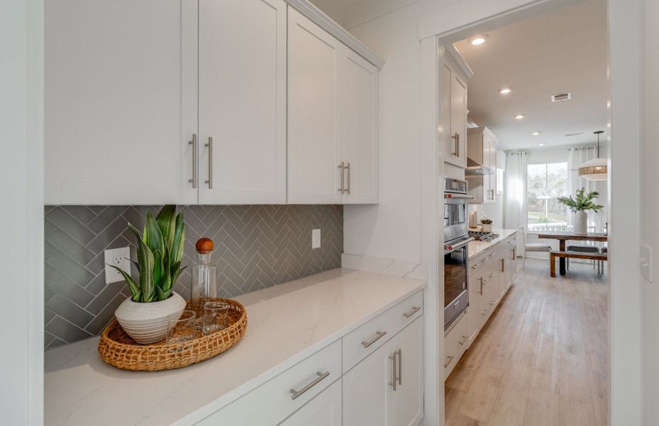 Beverage Station with cabinets.