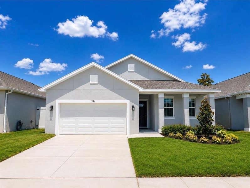 Front exterior of a new home in , Apopka, FL, highlighting curb appeal (Image 1). Front exterior of a new home in , Apopka, FL, highlighting curb appeal (Image 1).