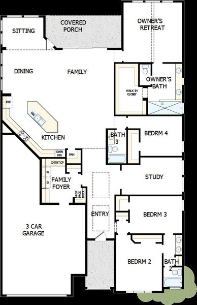2D floor plan layout of this home in Wolf Ranch – West Bend, Georgetown, TX (Image 5).