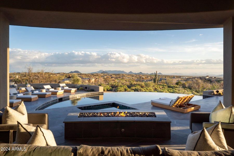 Tumbled Lava Fire Pit Mountain Views