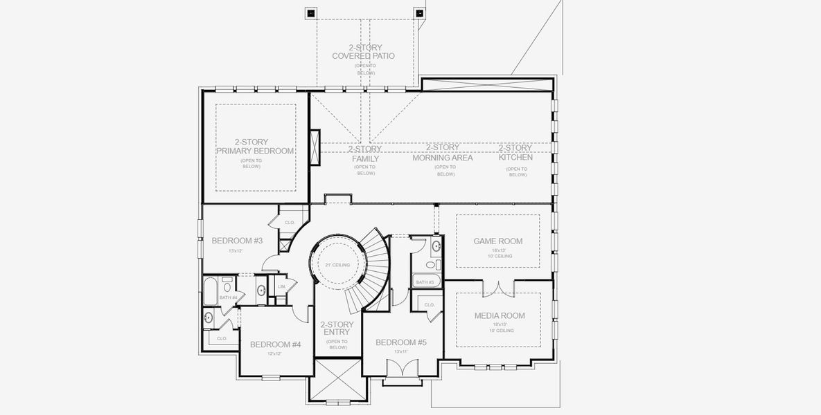 2D floor plan layout for the 4199W by Perry Homes in Lakes of Cane Island, Katy, TX (Image 4).