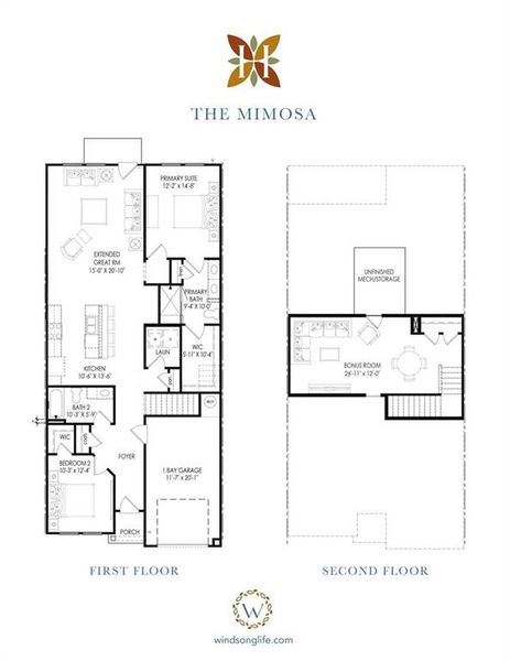 2D floor plan layout of this home in Harmony Walk, Cartersville, GA (Image 2).