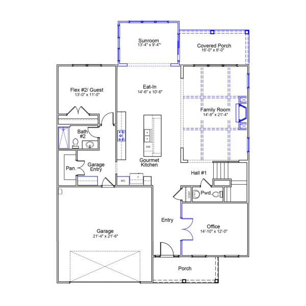 2D floor plan layout of this home in Hendrix Farms, Lexington, SC (Image 3).