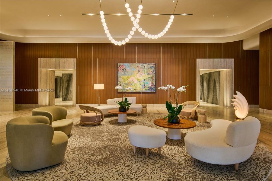 Furnished interior view inside a new home in Five Park, Miami Beach (Image 22).