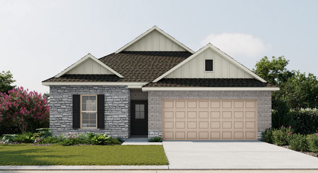 Representative exterior photo of a completed home built from the Fremont III V by DSLD Homes in Mostyn Springs, Magnolia, TX (Image 1). Representative exterior photo of a completed home built from the Fremont III V by DSLD Homes in Mostyn Springs, Magnolia, TX (Image 1).