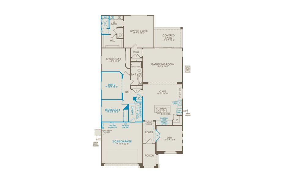 2D floor plan layout of this home in Vistoso Canyon Estates, Oro Valley, AZ (Image 3).