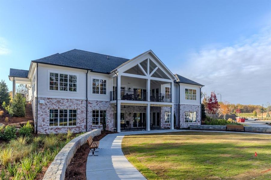 Front exterior of a new home in Waterside Single Family, Peachtree Corners, GA, highlighting curb appeal (Image 20). Front exterior of a new home in Waterside Single Family, Peachtree Corners, GA, highlighting curb appeal (Image 20).