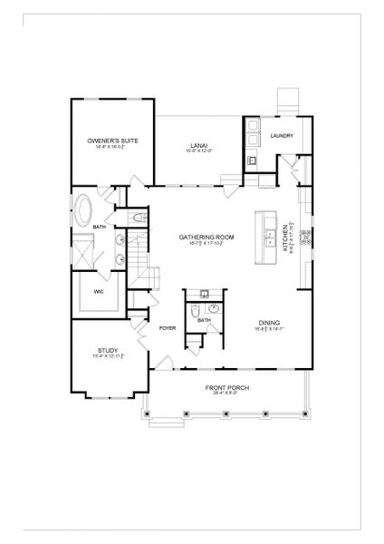 2D floor plan layout for the The Genesee by Avencia Homes in Riverwalk, Rock Hill, SC (Image 3).