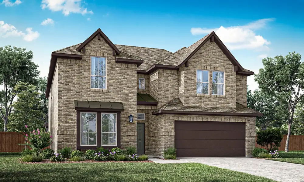 Representative exterior photo of a completed home built from the Westbury by Pacesetter Homes in Creekview Meadows, Pilot Point, TX (Image 1).