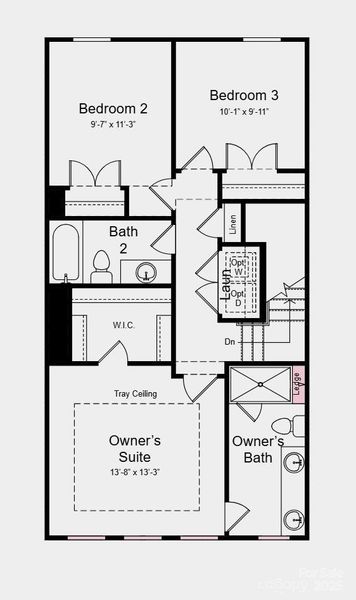 Upper Level Floor Plan - Structural options added include: ledge in primary shower