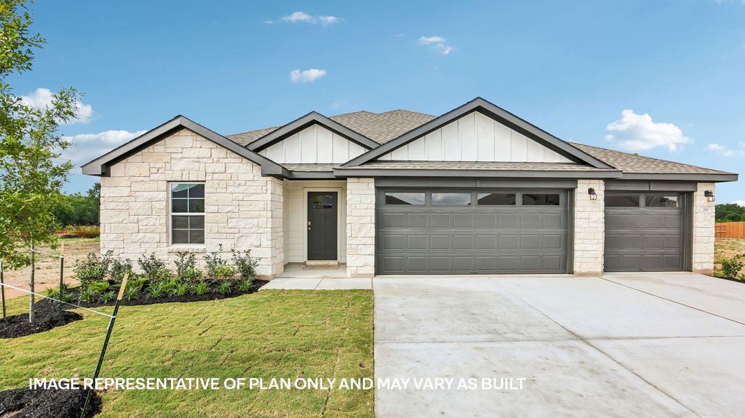 Front exterior of a new home in Riverview, Georgetown, TX, highlighting curb appeal (Image 18).