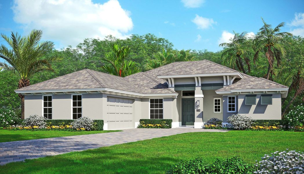 2D floor plan layout for the Willow by GHO Homes in Belterra, Port St. Lucie, FL (Image 9).