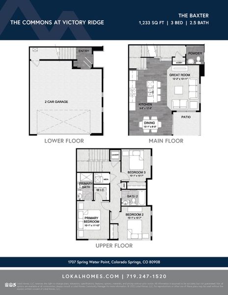 2D floor plan layout for the Baxter by Lokal Homes in The Vistas at West Mesa, Colorado Springs, CO (Image 4).