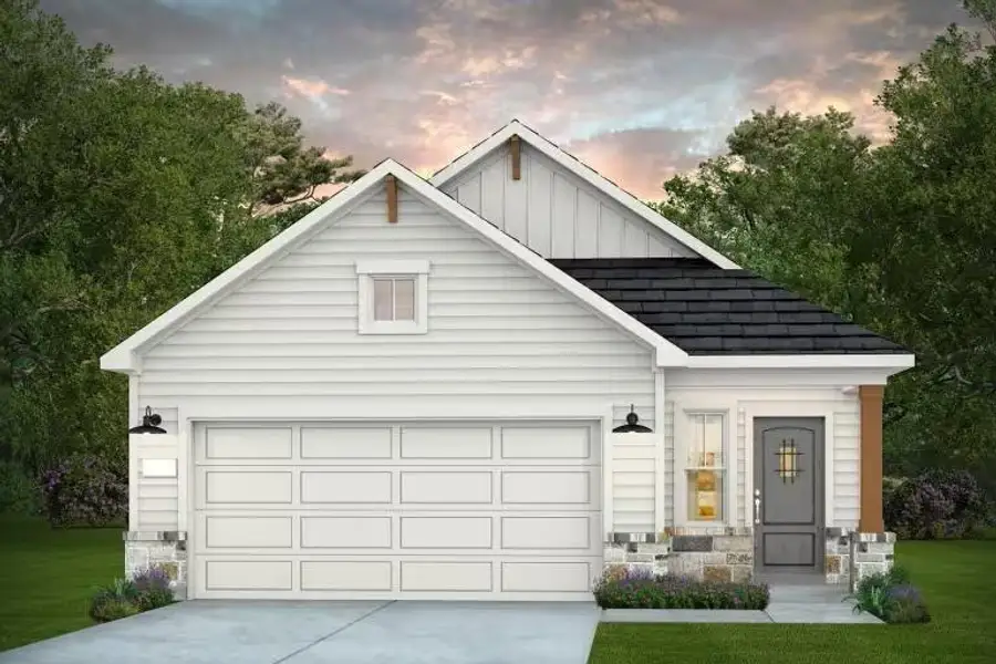 Front exterior of a new home in Pulte Homes at Two Step Farm, Montgomery, TX, highlighting curb appeal (Image 1).