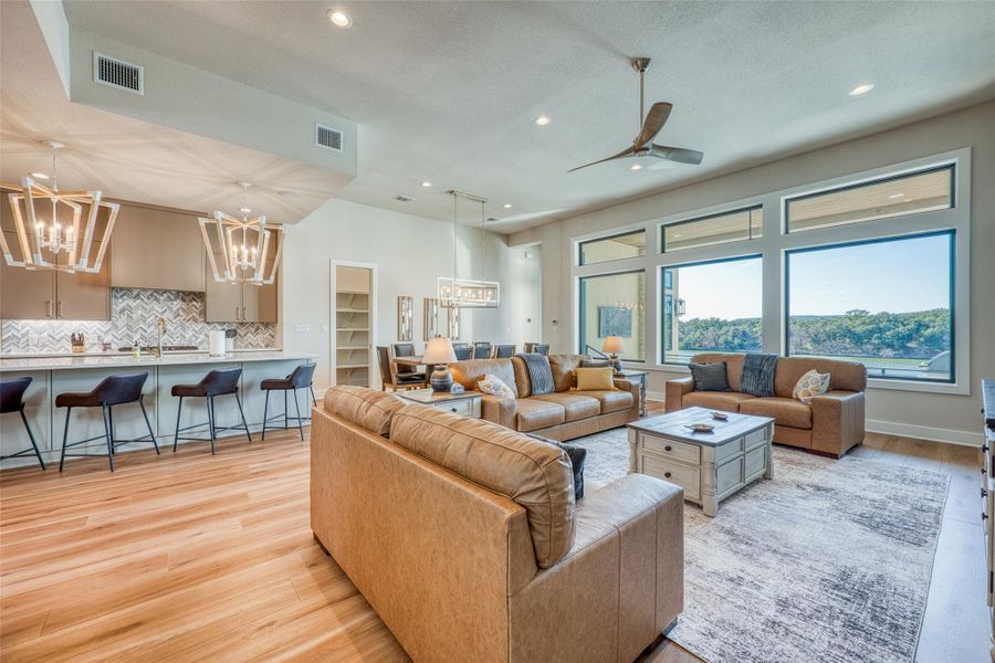 Open floor concept all facing the water.