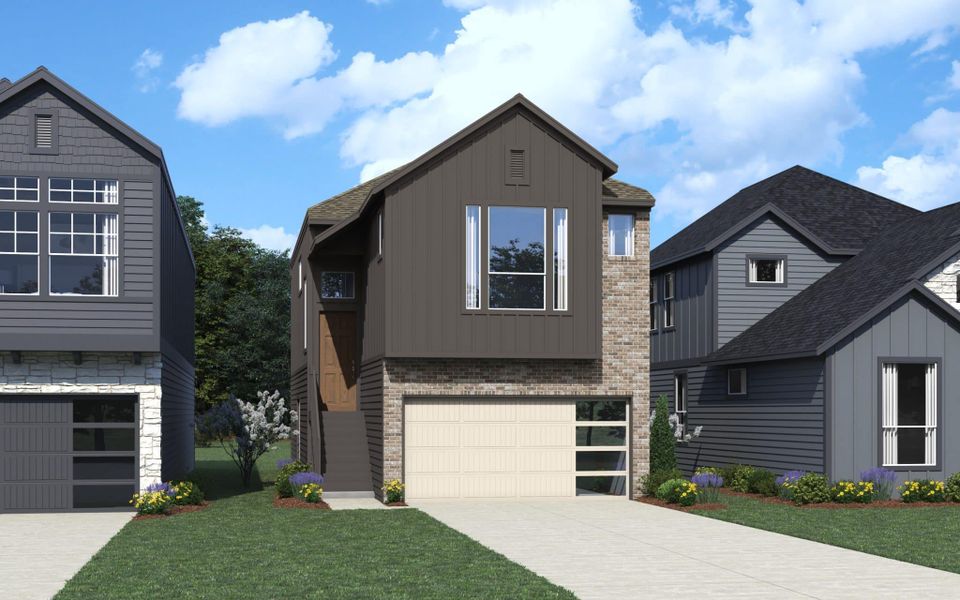 Representative exterior photo of a completed home built from the Calypso – HD by Chesmar Homes in Prominence – Now Selling, San Antonio, TX (Image 20).