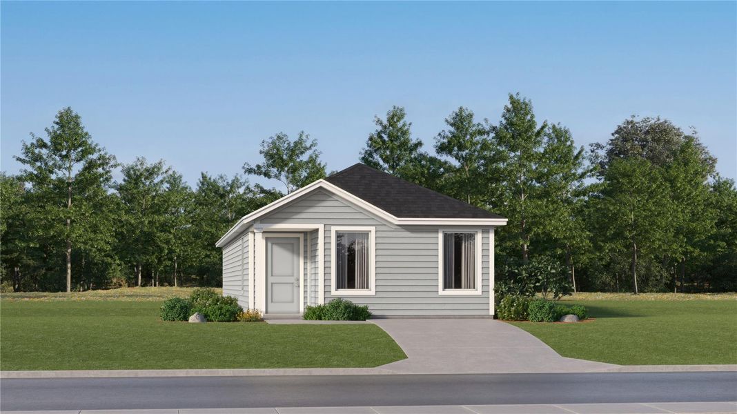 Front exterior of a new home in Rancho Del Cielo, Jarrell, TX, highlighting curb appeal (Image 19). Front exterior of a new home in Rancho Del Cielo, Jarrell, TX, highlighting curb appeal (Image 19).