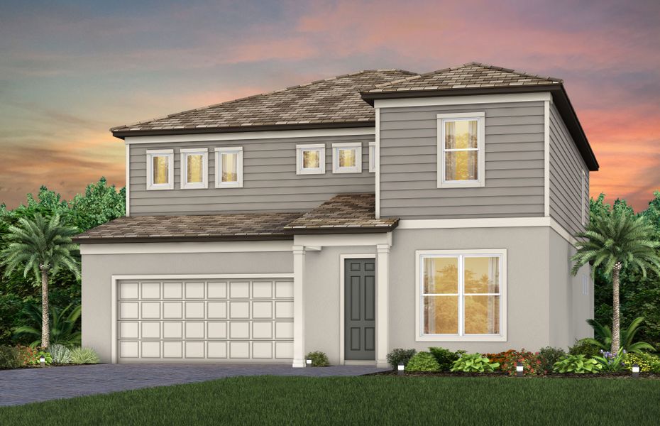 Representative exterior photo of a completed home built from the Wynfield by Pulte Homes in Two Rivers, Zephyrhills, FL (Image 10).