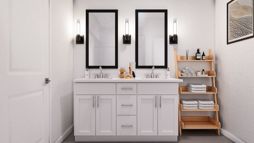 Primary bath featuring dual sinks