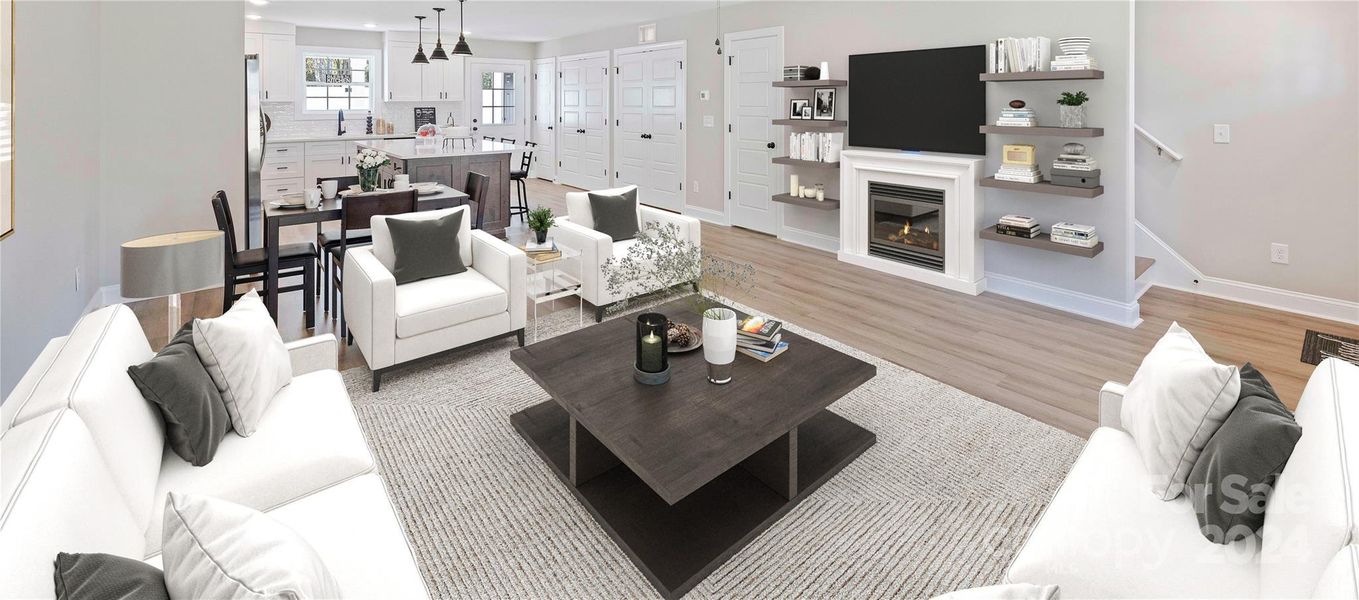 Open floor plan hard to believe is a Townhome. (Fireplace  is virtually staged.)