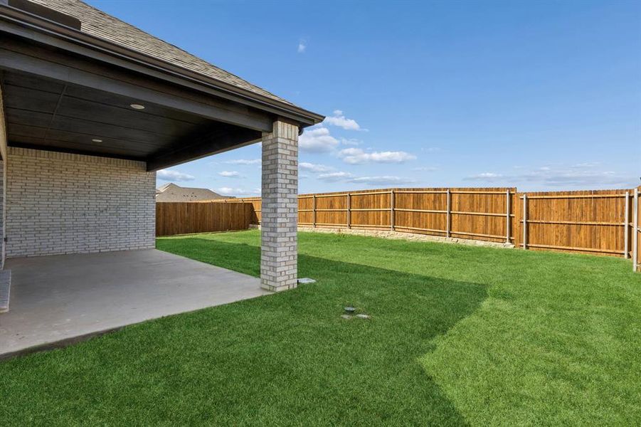 Exterior details and patio area of a home in Parks at Foster Crossing - Signature Series, Anna (Image 3).
