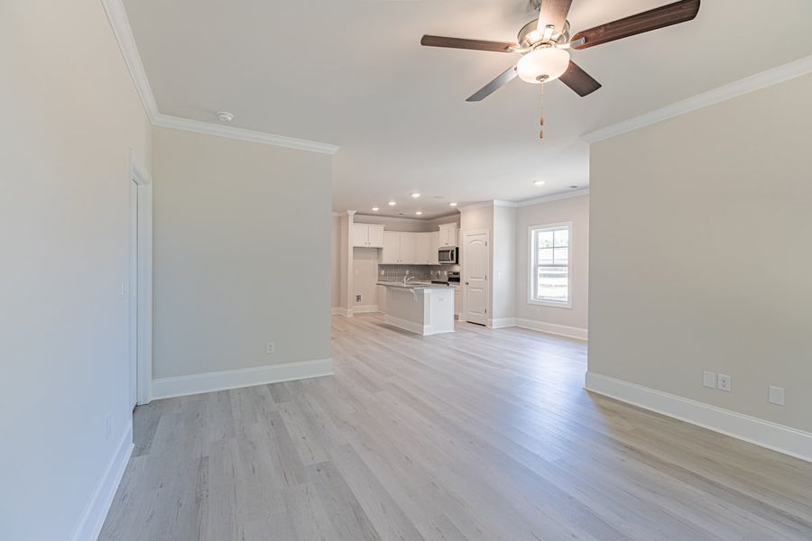 Representative unfurnished interior of a home built from the Habersham II by Great Southern Homes in Old Charleston Acres, Pelion (Image 28).