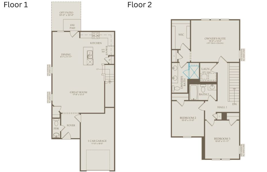 2D floor plan layout of this home in Carpenter Falls, Durham, NC (Image 2).