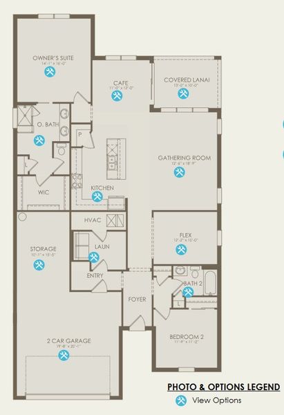 2D floor plan layout for the Mystique by Del Webb in Del Webb Catalina, Lakewood Ranch, FL (Image 5). 2D floor plan layout for the Mystique by Del Webb in Del Webb Catalina, Lakewood Ranch, FL (Image 5).