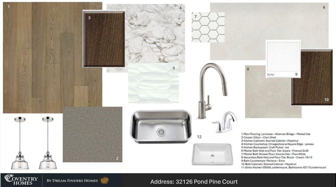 Sample of building materials used in homes in The Meadows at Imperial Oaks, Spring (Image 4).