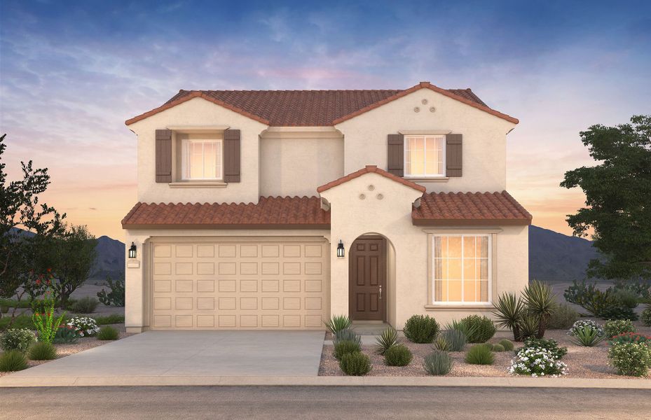Front exterior of a new home in Visara, Surprise, AZ, highlighting curb appeal (Image 20).