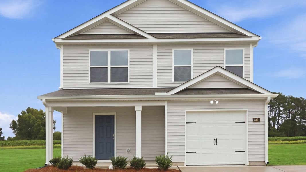 Front exterior of a new home in Hobbs Farm, Ayden, NC, highlighting curb appeal (Image 2). Front exterior of a new home in Hobbs Farm, Ayden, NC, highlighting curb appeal (Image 2).