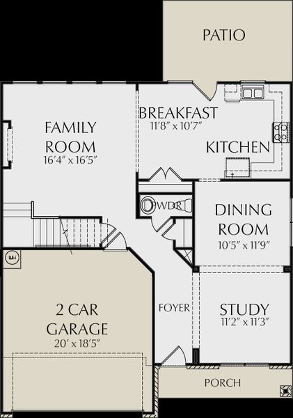 2D floor plan layout for the Savoy by KM Homes in Ashton Heights, Lawrenceville, GA (Image 3).