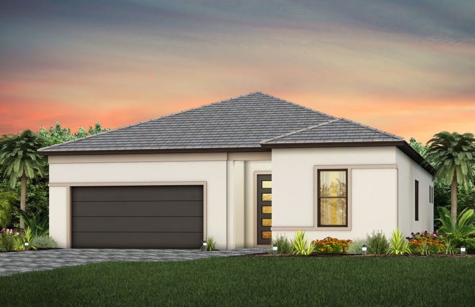 Representative exterior photo of a completed home built from the Prestige by DiVosta in Greyhawk Landing, Lake Worth, FL (Image 22).