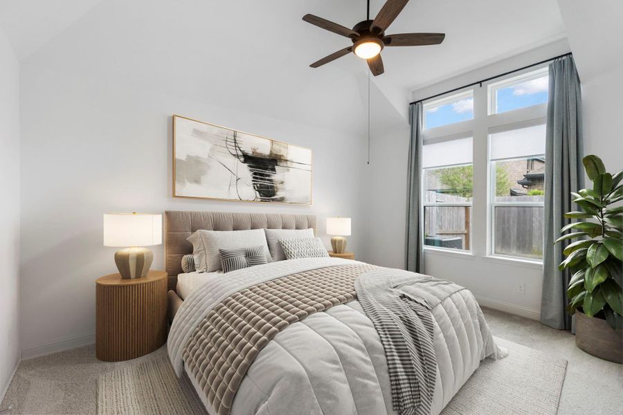 Primary bedroom. Virtually staged.