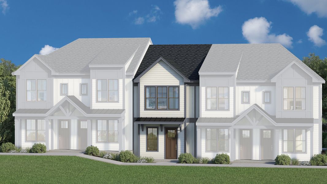 Front exterior of a new home in Hawthorne Summit, Greenville, SC, highlighting curb appeal (Image 1).
