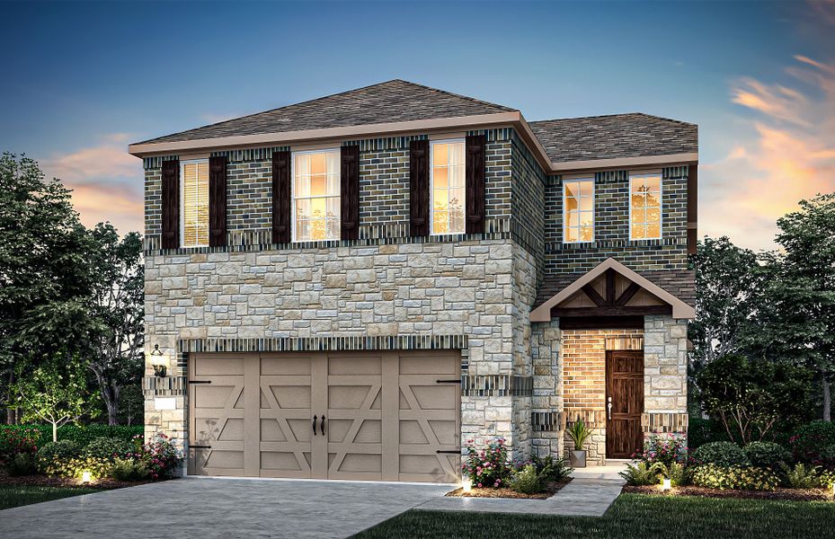 The Sienna, a two-story home with 2-car garage, shown with Home Exterior Z