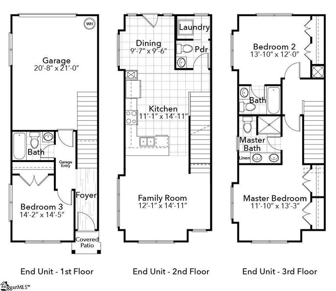 2D floor plan layout of this home in Renaissance Place, Greenville, SC (Image 1).