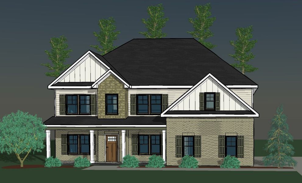 Representative rendering of the exterior for the Oakhurst by Capshaw (Image 1).