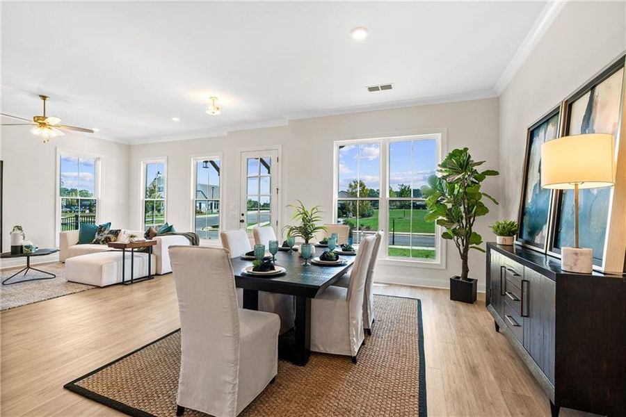 Furnished interior view inside a new home in Promenade at Sawnee Village, Cumming (Image 9). Furnished interior view inside a new home in Promenade at Sawnee Village, Cumming (Image 9).