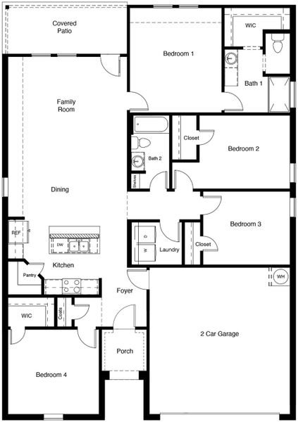 2D floor plan layout for the The Elgin by D.R. Horton in Everest Heights, Lubbock, TX (Image 3).