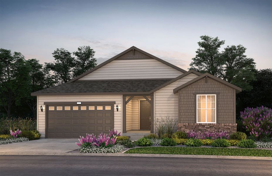 Representative exterior photo of a completed home built from the Parklane by Pulte Homes in Independence, Elizabeth, CO (Image 1).
