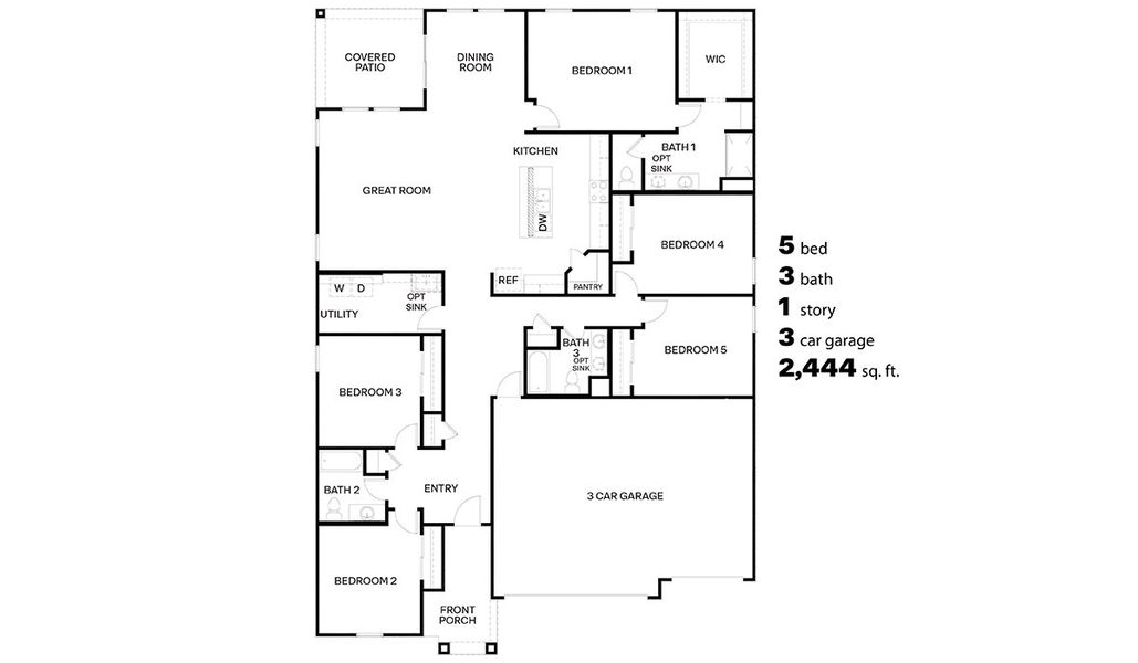 2D floor plan layout of this home in Saguaro Bloom, Marana, AZ (Image 2).