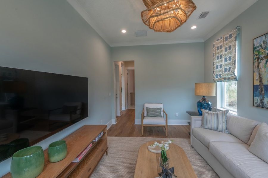 Representative furnished interior of a home built from the Stella II by Riverside Homes in Hidden Creek at SilverLeaf, St. Augustine (Image 30).
